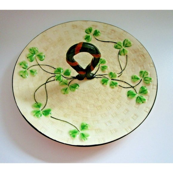 VTG Maruhon Ware SHAMROCK Clover CHINA Serving PLATE Handle Hand Painted Japan - Picture 2 of 8